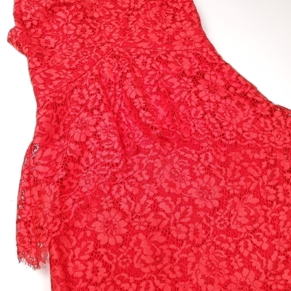 🔴 Shoshanna Anthropologie Red Lace Dress Sz 0 - Picture 6 of 15